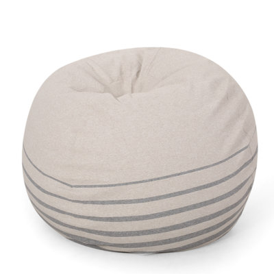 Fauteuil à billes rayé gris naturel arrondi de 5 pieds, rembourrage en mousse souple, housse amovible pour un maximum de confort