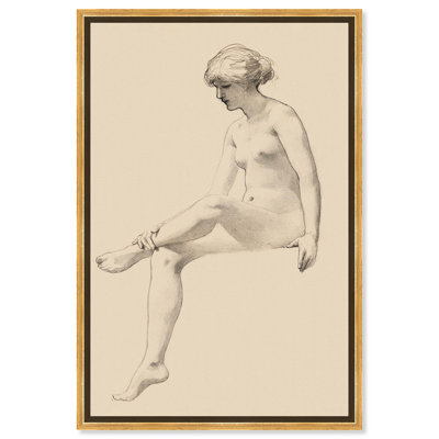 Art mural, portrait de femme nue assise sur toile