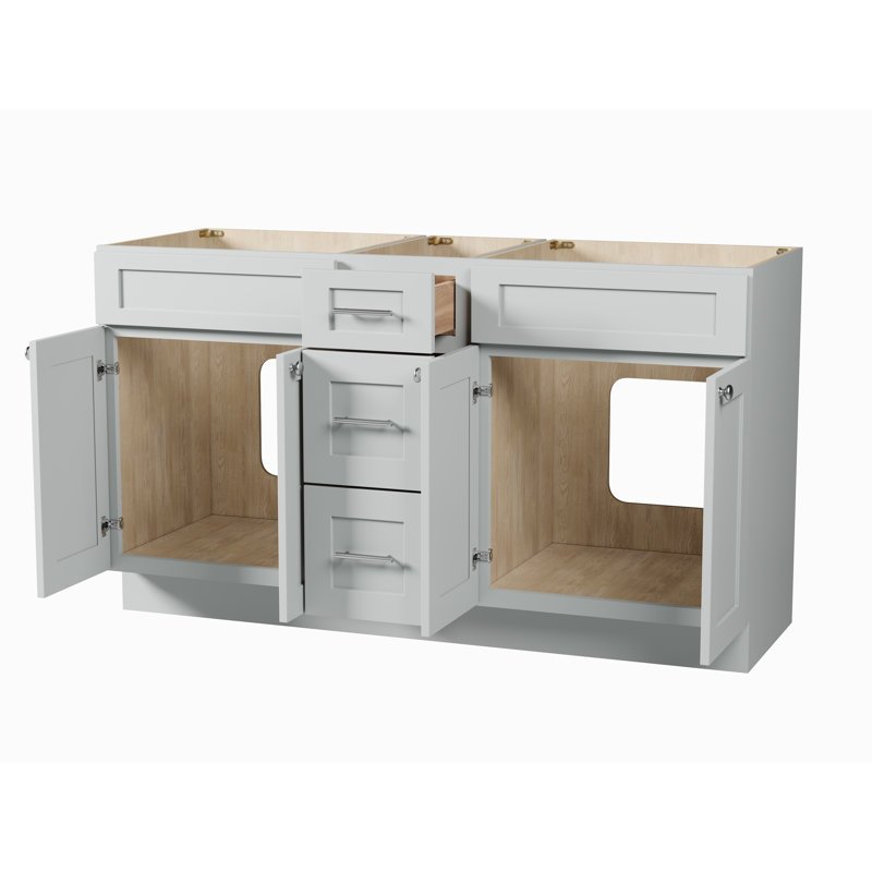 60'' Double Bathroom Vanity Base only, Gray