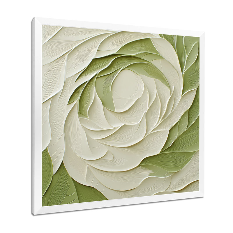 Abstrait blanc et vert, éclipse de rose - art mural imprimé rose, Reproduction encadrée d'une seule photo sans pass, Blanc