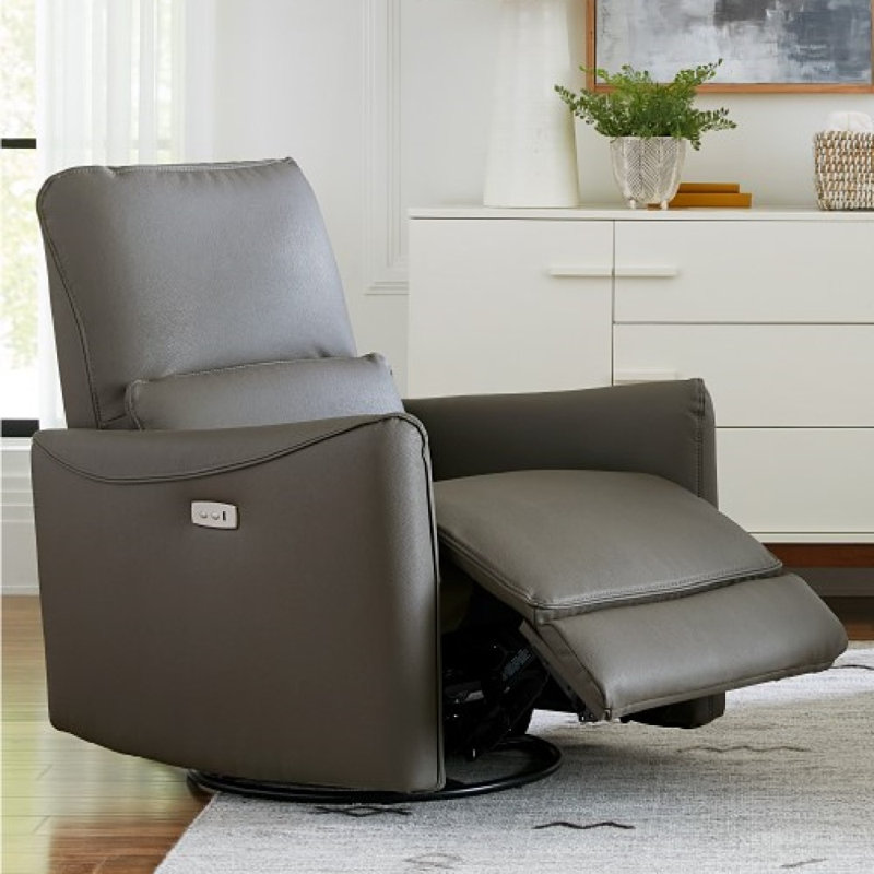 Fauteuil inclinable électrique pivotant en cuir Mikkel, Similicuir gris anthracite