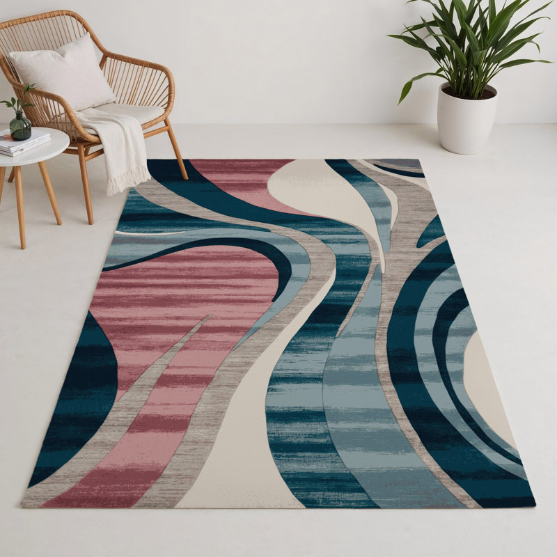 Tapis intérieur et extérieur gris Watercolor, Rond 5 pi