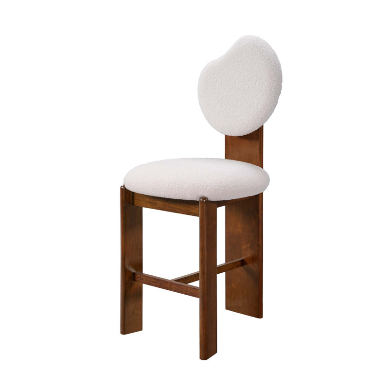 Ensemble de tabourets de bar Mid-Century en bois d'hévéa au design sculptural et au confort moelleux