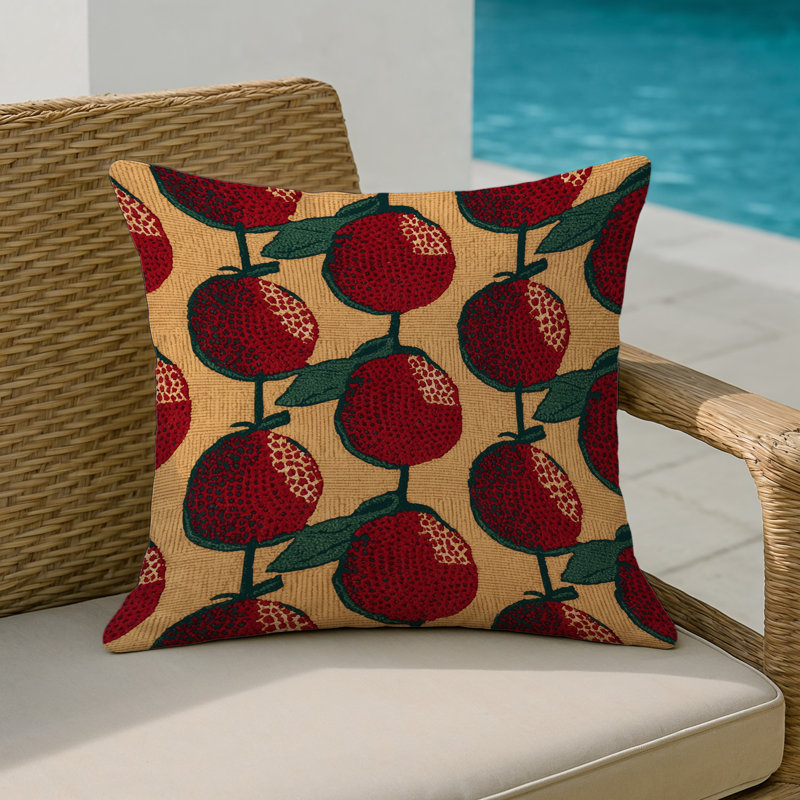 Coussin intérieur et extérieur, Carré 18 po, Prune japonaise