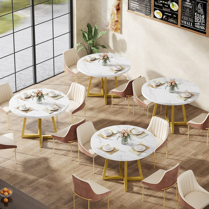 Table de salle à manger 31,5 "pour 2 (ensemble de 4), White & Gold