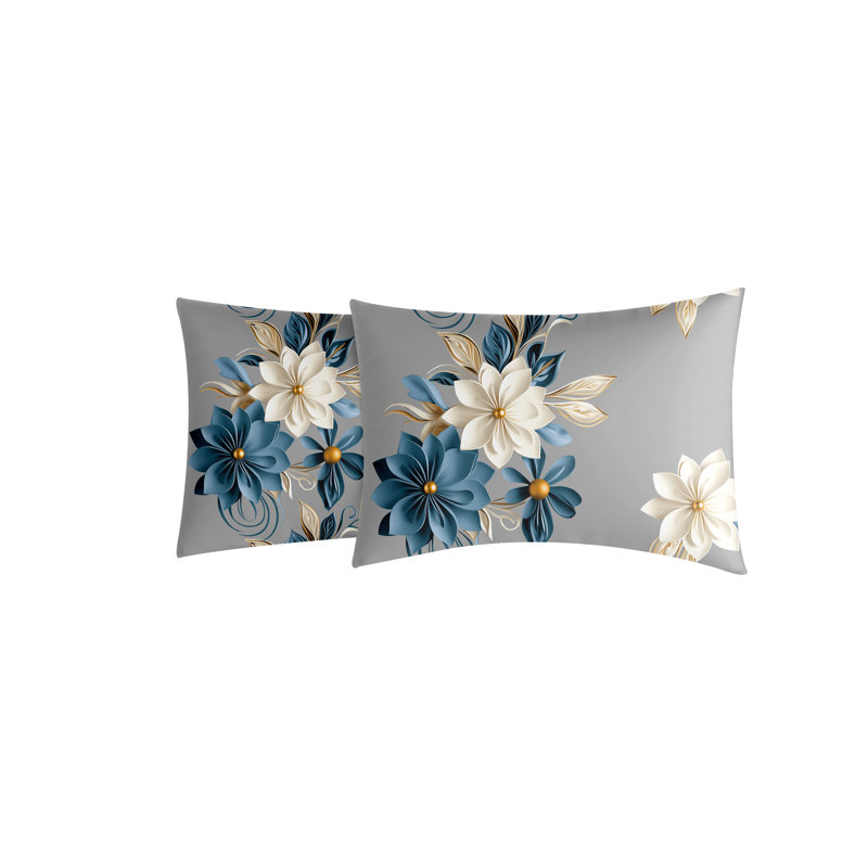 Microfiber Floral Duvet Cover Set, Double Duvet Cover + 3 Additional Pieces