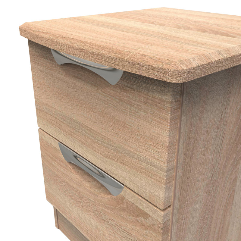 Bhodhini 2 Drawer Bedside Cabinet (Ready Assembled), Bardolino Oak