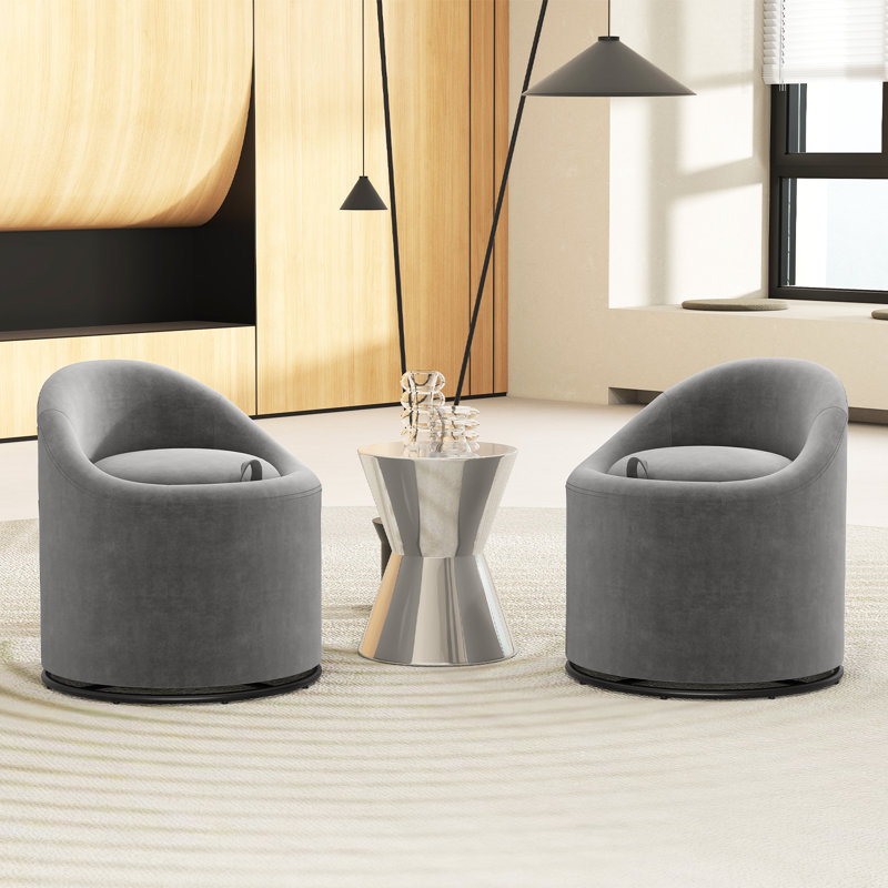 Fauteuil demi-tonneau avec rangement pivotant sur 360 ° 2 pièces 2 pièces, Gris
