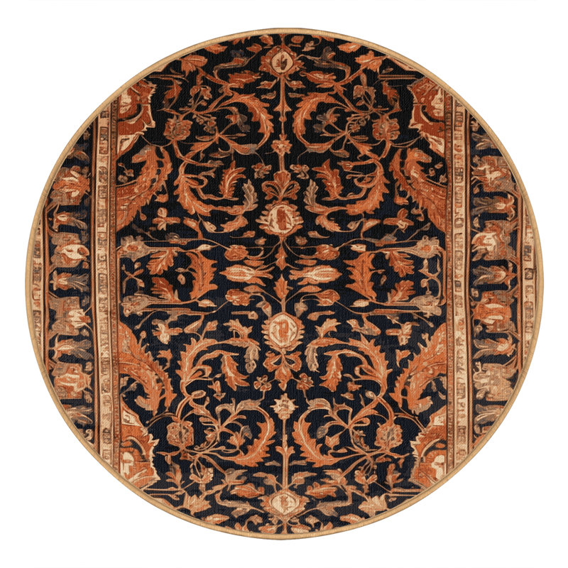 Tapis brun lavable à la machine, Rond 3 pi