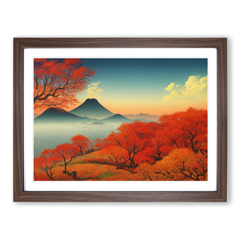 Autumn Mountains 1 Piece Single Picture Frame Wall Art, 34cm H x 46cm W x 2cm D, Walnut Framed