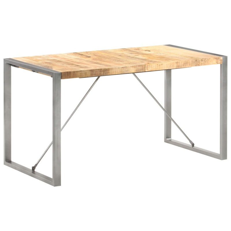 Dining Table Solid Mango Wood, 27.6" W x  55.1" L, Silver