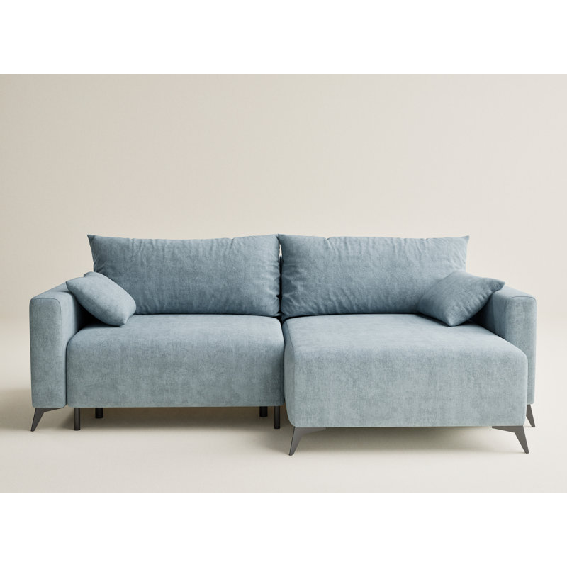 3 Seater Reclining Corner Sofa , Right Hand Facing, Chenille - Light Blue