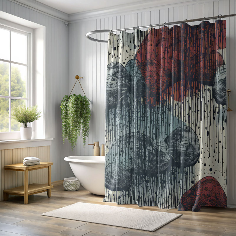 Rainy Brushwork - Premium Shower Curtain, 74" H x 71" W