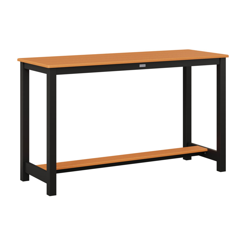 Table de jardin à hauteur de comptoir en aluminium Berlin Gardens, Noir mat, 35.5" H x 60" W x 22" D, Orange mangue