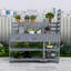 Chariot de cuisine d'extérieur avec plan de travail en acier inoxydable, banc de jardin convertible avec tiroirs-126482103