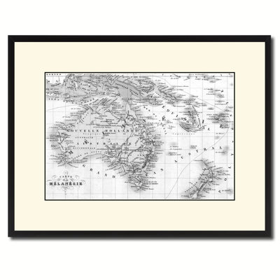 " New Zealand Oceania Australia B&W Map " Graphic Art Print