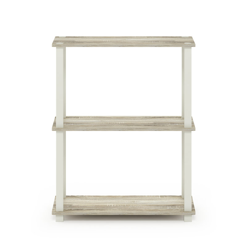 Decorius Etagere Bookcase, (4 Shelves) 43.25" H x 23.6" W x 11.6" D, Sonoma Oak/White Square Tube