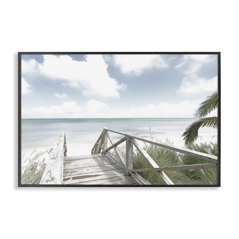 Giclée encadrée Far Horizon Beach Coast, design par Noah Bay, H 12 po x l 18 po, Giclée encadrée noir minuit