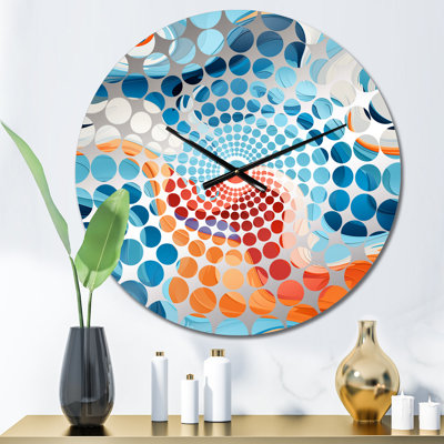 Horloge murale abstraite bleue et orange