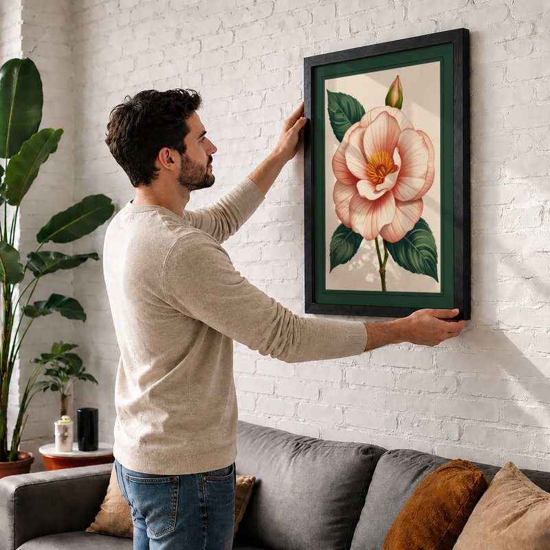Camellia In Bloom Botanical - Print, Oak, A3 - 42.0 x 29.7 cm