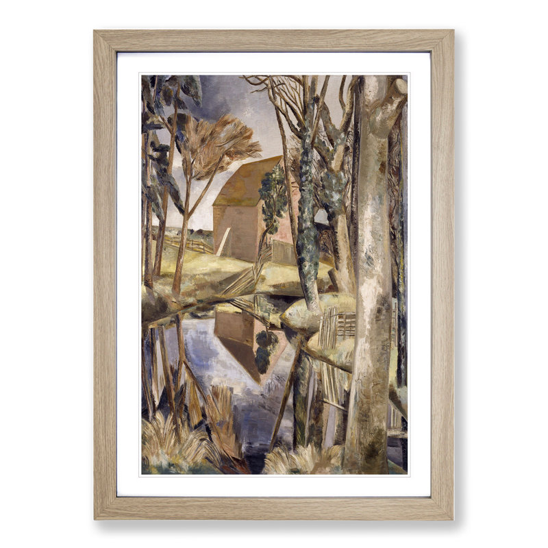 Oxenbridge Pond by Paul Nash - Picture Frame Painting, 48cm H x 36cm W x 2cm D, Oak Framed
