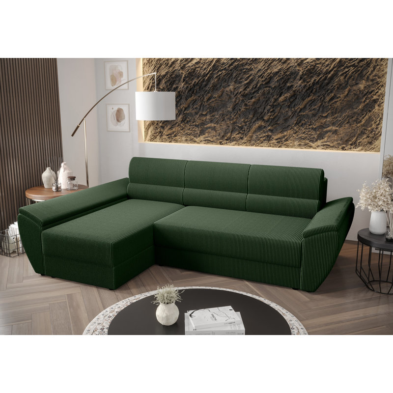 Sreenika 3 Seater Corner Sofa , Left -sided, Green - Poso14