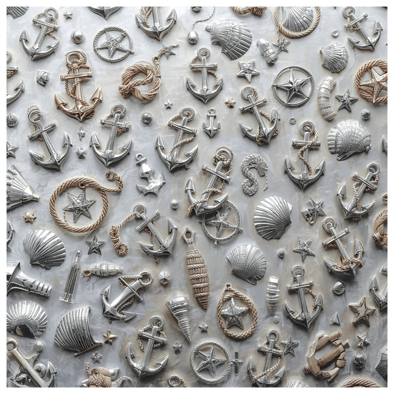 Rideaux de douche Nautical Anchors Shells, L 70 po x H 72 po