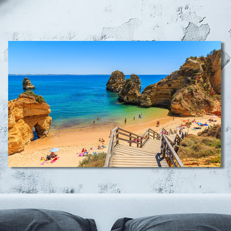 « praia do camilo, portugal », reproduction de photo sur toile tendue, H 28 po x l 48 po x P 1,5 po