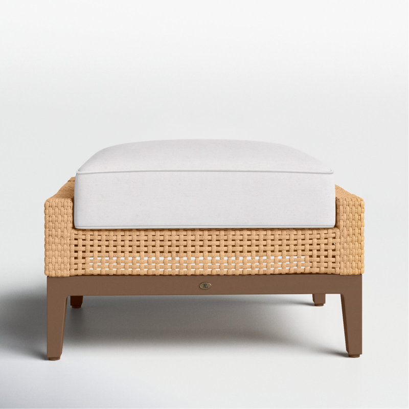 Peninsula Woven Ottoman - Light Raffia/Sandalwood, Light Raffia/Natural Sandalwood, Welt + Standard fill