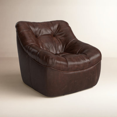 Elta Genuine Leather Swivel Slipper Chair