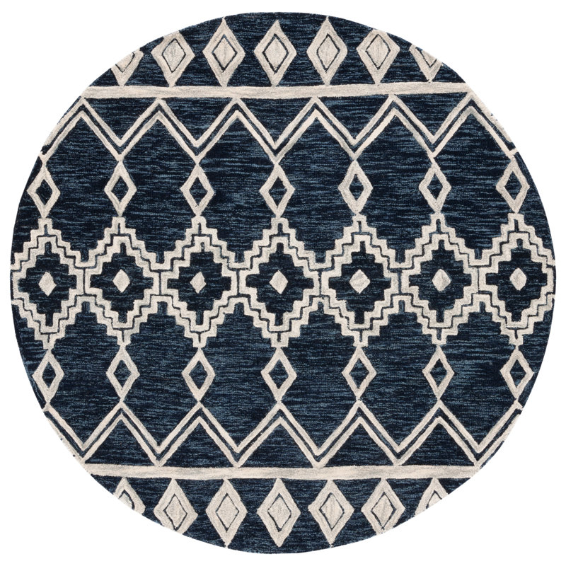 Abbigaile Hand Tufted Wool Southwestern Rug, Round 6'