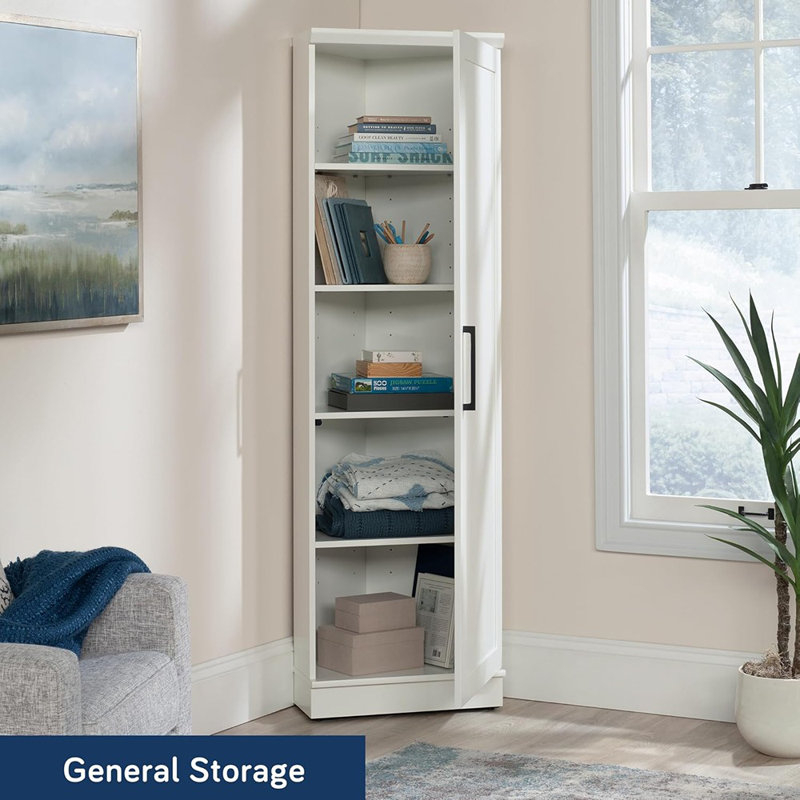 Armoire de coin de rangement - Blanc doux - Unité de coin autoportante avec tablette intérieure pour un usage domestique