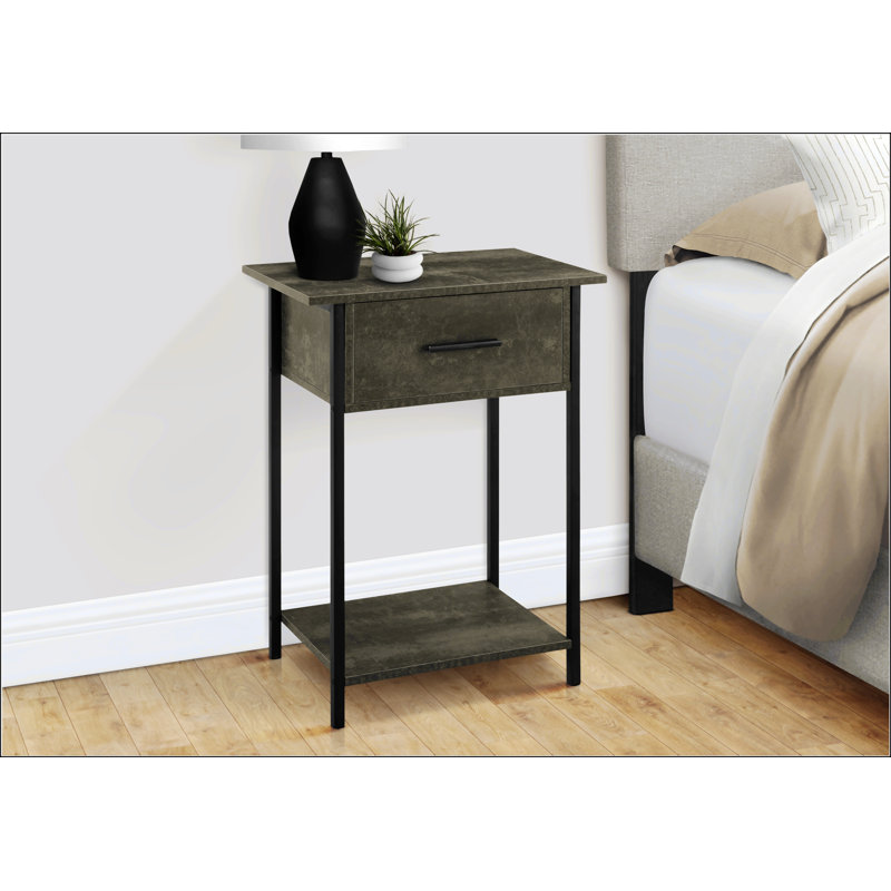 Rectangular Side Table With Storage Drawer, Taupe