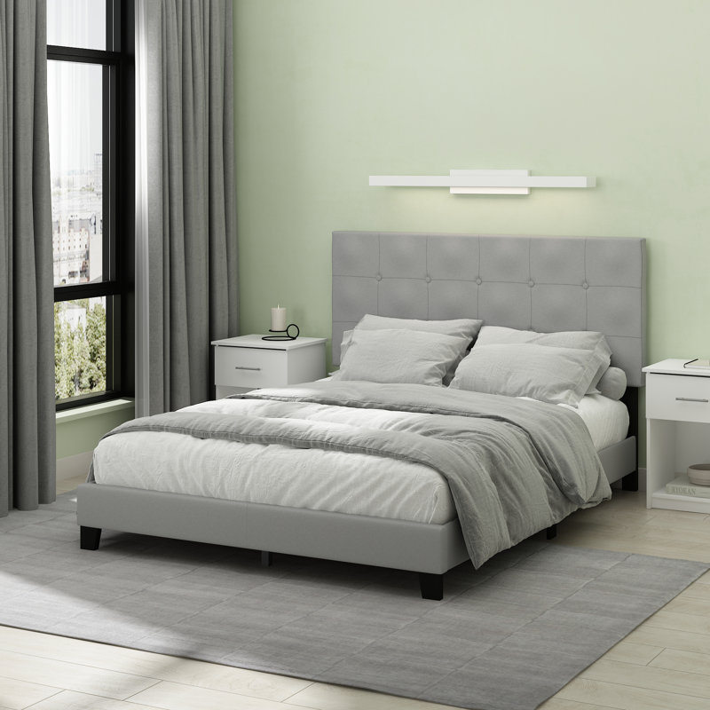 Magin Upholstered Platform Bed, King, Linen