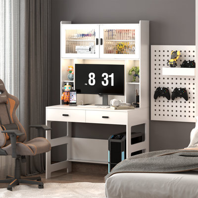 Shona 40'' W Rectangle Computer Desk with Hutch and Cabinet