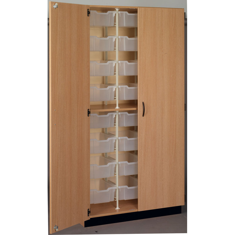 24 Compartment Manufactured Wood Classroom Cabinet, Maple
