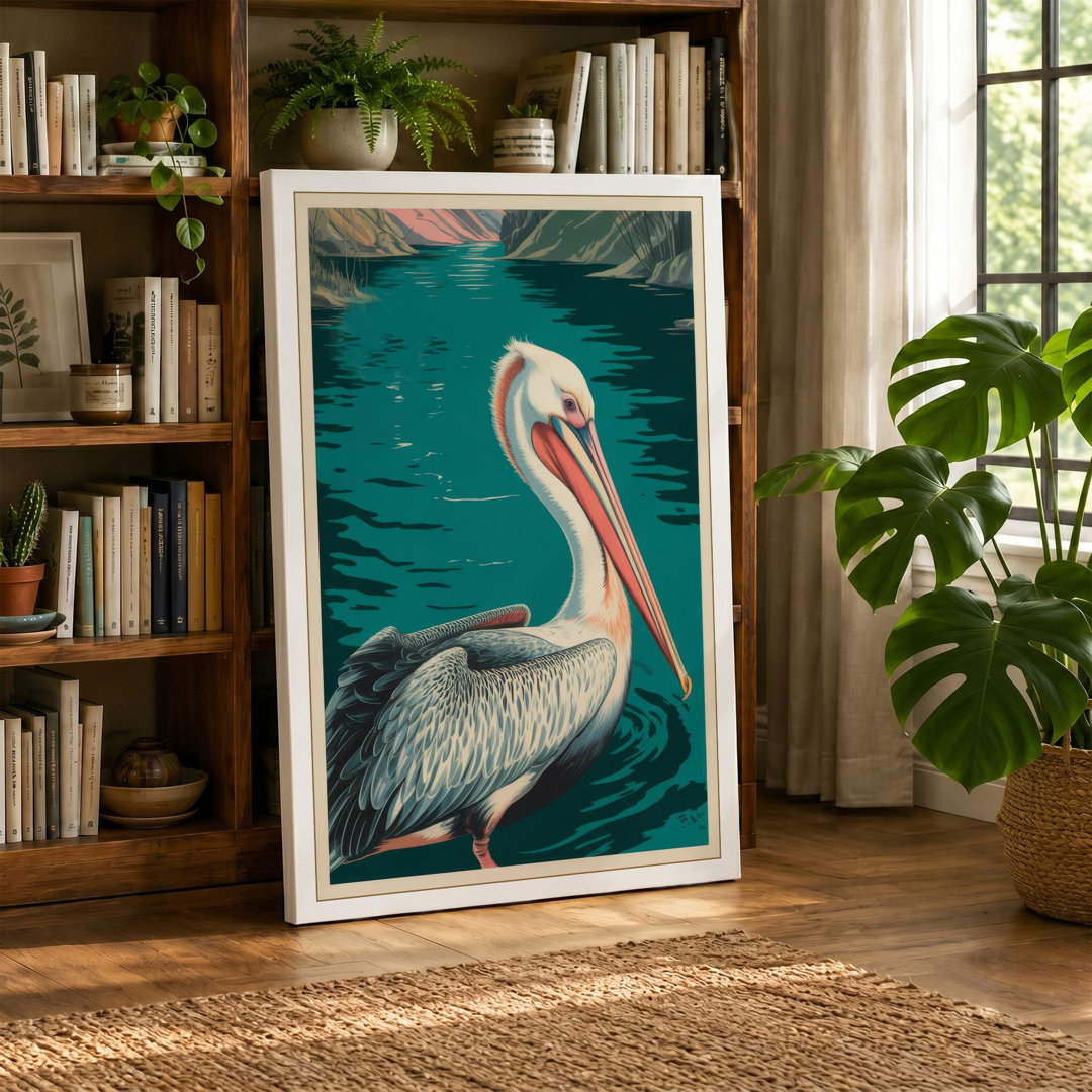 Floating Pelican Coastal Canvas Art Print