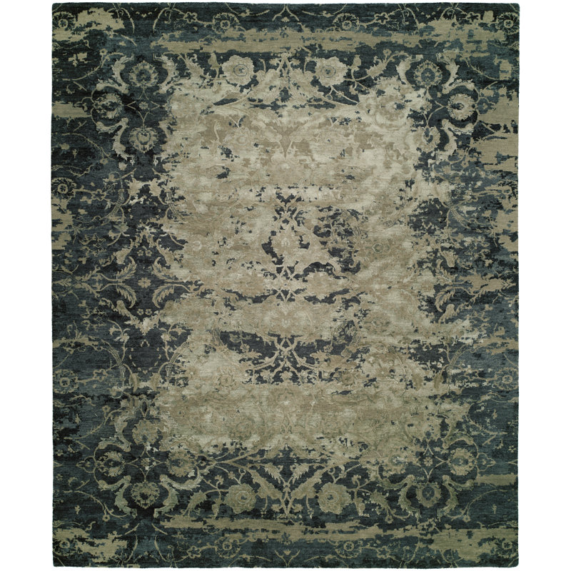 Hand Knotted Area Rug, Rectangle 9' x 12'