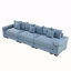 Canapé modulaire surdimensionné de 130 po en forme de nuage, canapé 3 places en velours côtelé de qualité supérieure avec accoudoirs très épais, coussin ergonomique, conception ergonomique et assemblage facile, idéal pour les salons, bleu-1253520722-1253520748-1253520720