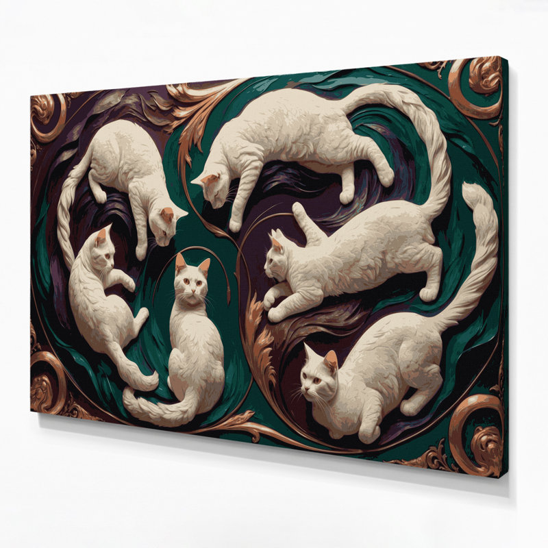Cats American Curl Black Canvas Wall Art, 11" H x 14" W