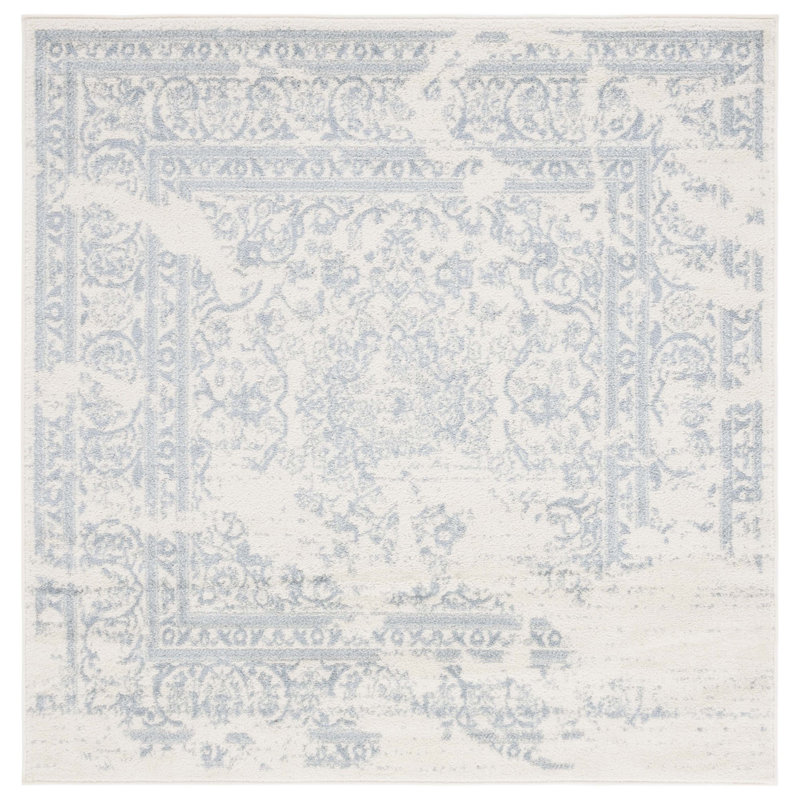 Tapis oriental ivoire / ardoise Nuss, Carré 6 pi