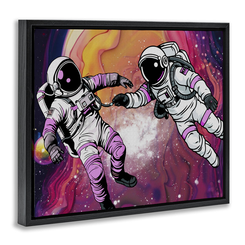 Cadre flottant d'astronautes de l'espace cosmique tourbillonnant, design par Jesse Keith, Cadre flottant noir de jais