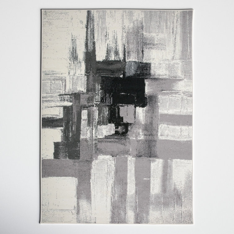 Doucette Abstract Cream/Black/Grey Area Rug