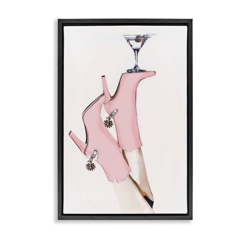 Art mural sur toile Martini, Cadre flottant noir de jais, H 25 po x l 17 po