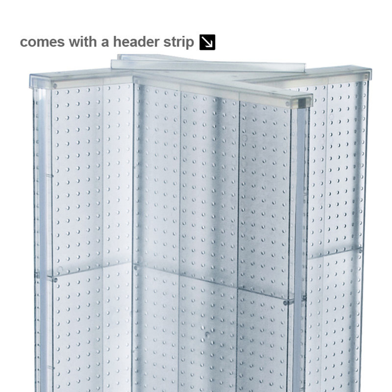 Black Pegboard Floor Display with Clear Wheeled Base, 16" x 64"