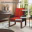 Chaise longue d'extérieur avec cadre en rotin tissé et en bois, fauteuil de patio avec coussins épais-1900960741