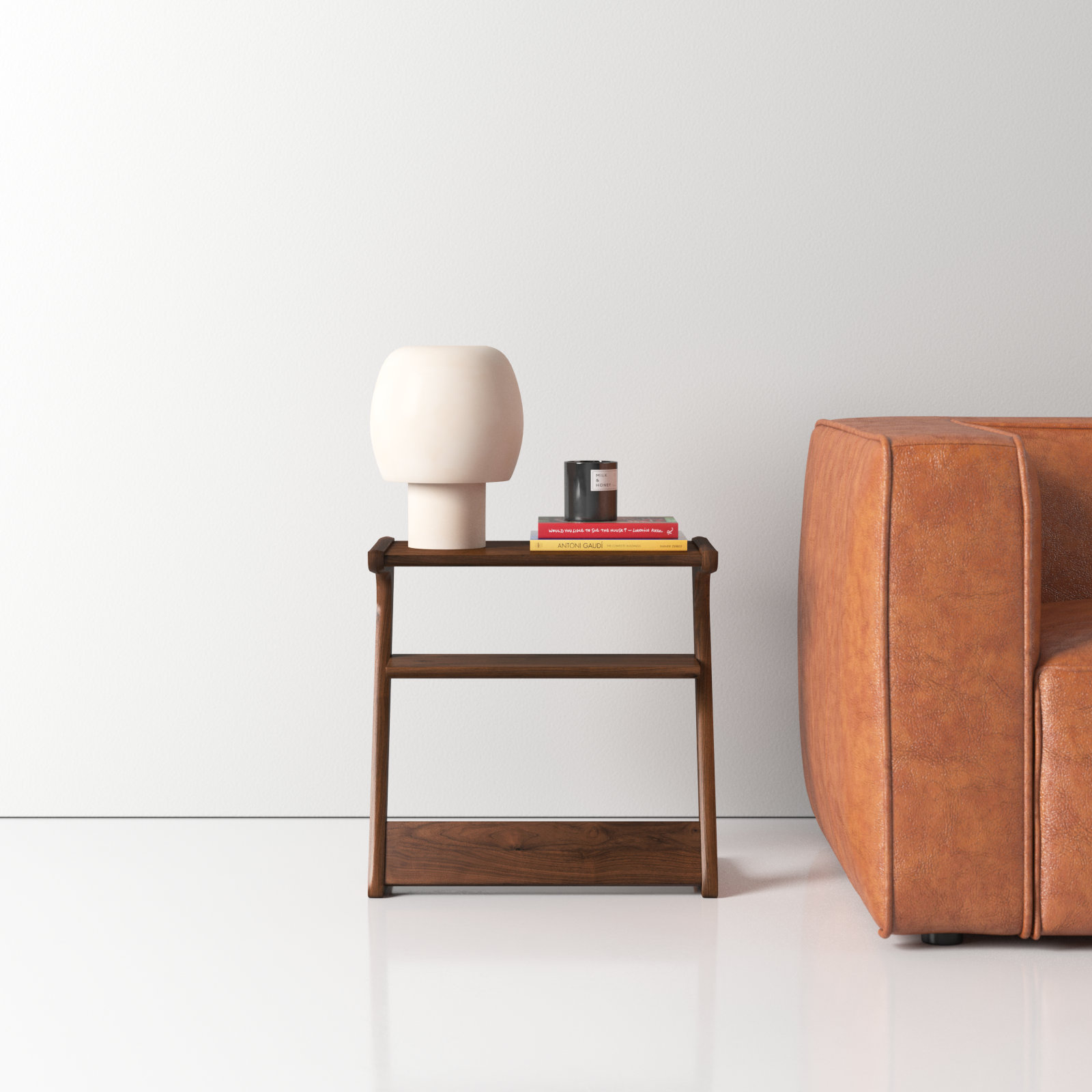 Silhouette Solid Wood End Table, Natural Walnut