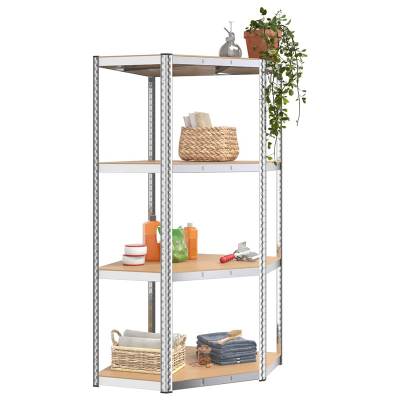 Rivet 75cm W Steel Shelving Unit, Silver