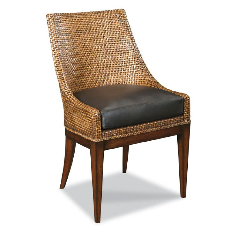 Woven Leather Upholstered Side Chair