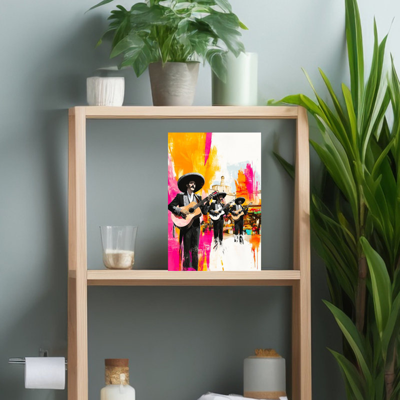 Vibrant Mariachi Street Music Colorful Traditional Vibrant City Wall Art Print 1 Piece Wrapped Canvas Wall Art